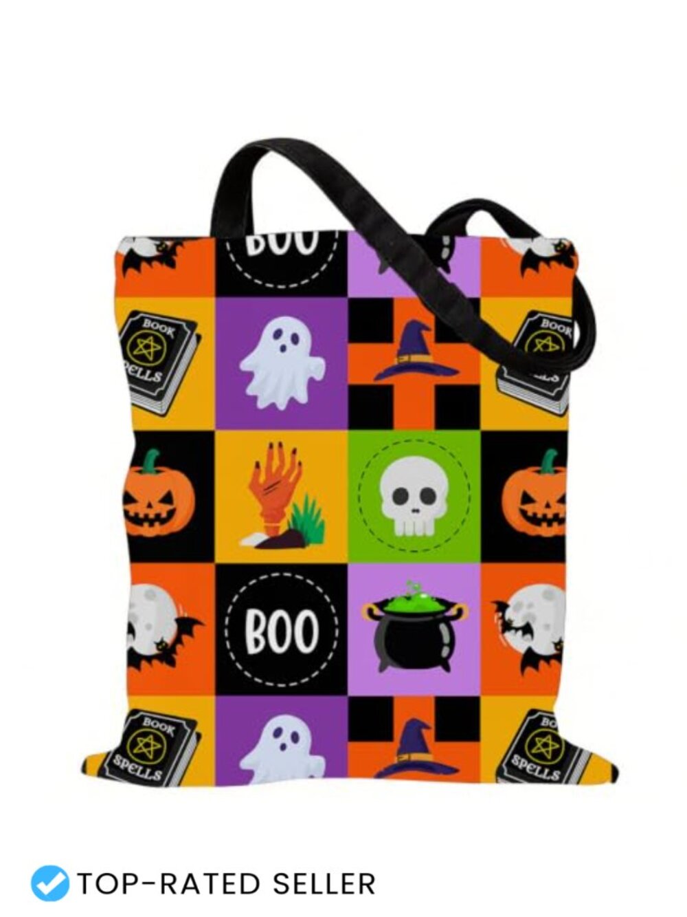 Halloween Canvas Tote Bag for Women Funny Spooky Reusable Grocery Shopping Bag
